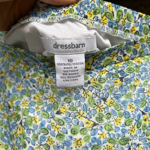 Dressbarn Blue Yellow and Green Floral Knee Length Flow Sheer Skirt - Picture 3 of 4